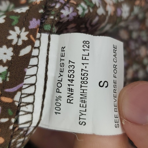 Milkmaid Blouse Smocked Square Front Cottage Core Coquette Dark Florals Womens S - Picture 6 of 10